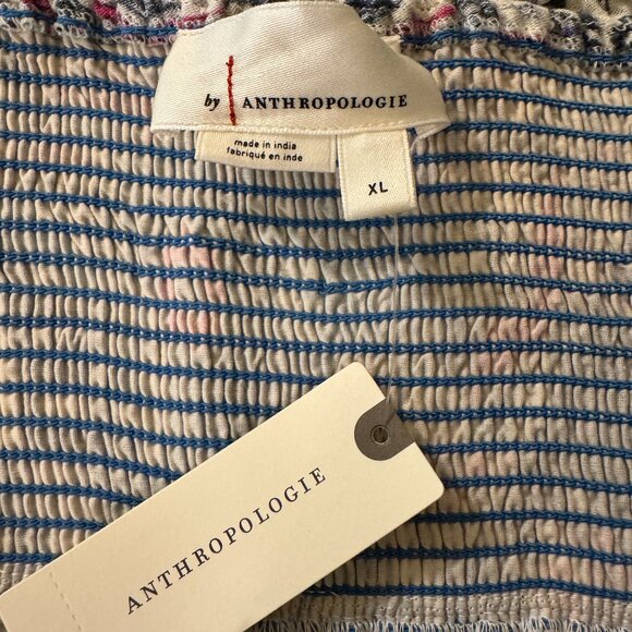 NWT By Anthropologie Bright Print Smocked Cotton Gauze Pants in Women's X-Large - Picture 3 of 15